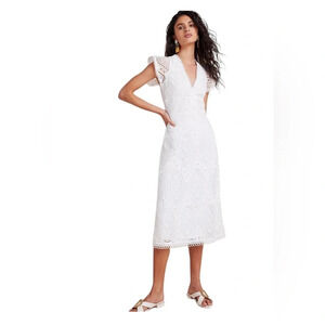 ML Monique Lhuillier Womens Dress Anastacia White Eyelet Lace Maxi Size 8